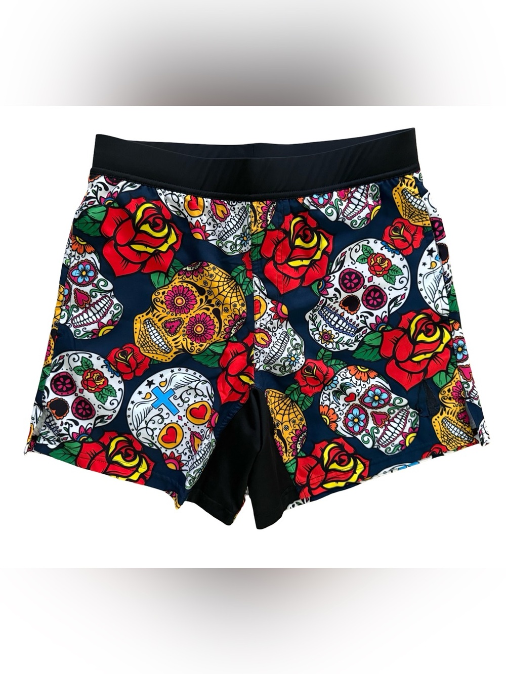 Tachuntfish Day Of The Dead Sugar Skull Rose Print 6” Inseam Shorts S Athletic